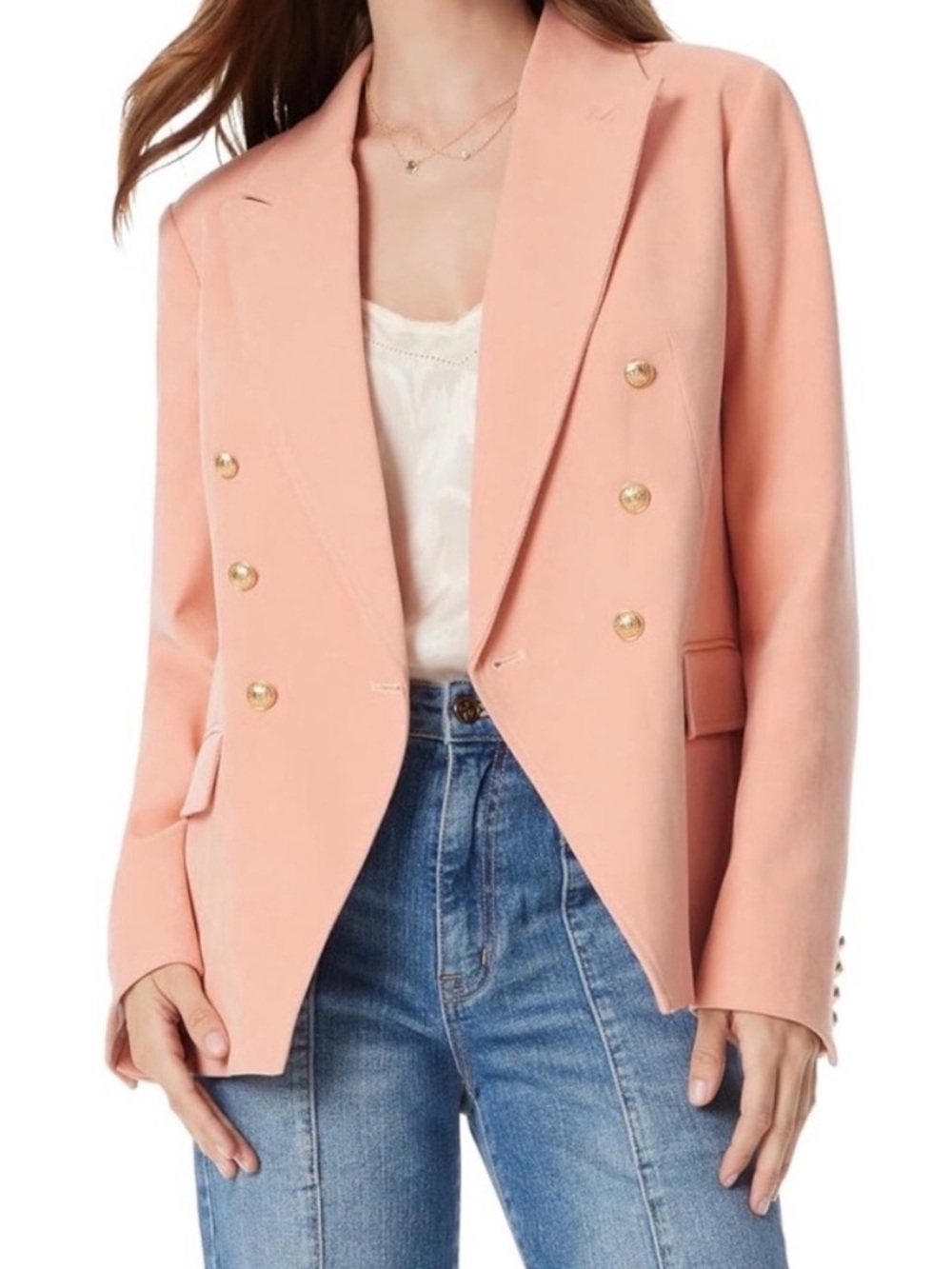Sam Edelman Canyon Clay Double-Breasted Blazer w/ Gold Buttons - Size Med 10-12